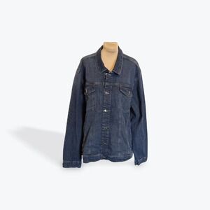 George Womens Denim Jacket 2XL‎ Dark Wash Stretch Classic Trucker Style